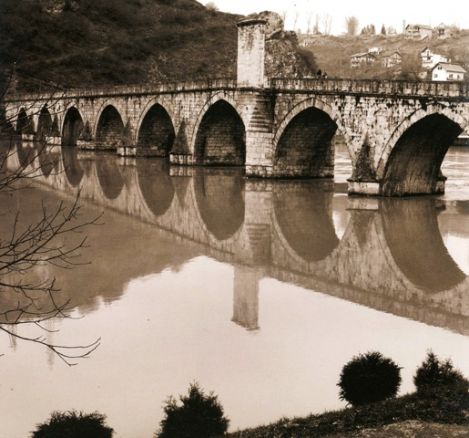 σέπια φωτογραφία, γεφύρι, ποτάμι