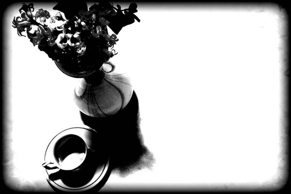 μαυρόασπρη φωτογραφία, contrast, βάζο, φλυτζάνι καφε