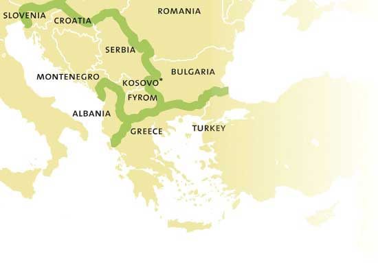 χάρτης Βαλκανικής πράσινης ζώνης
