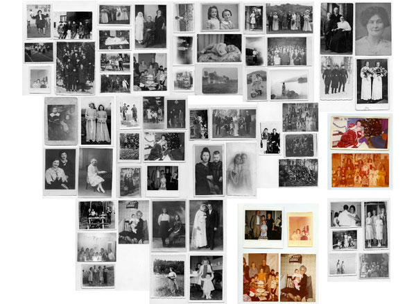 παλιές αναμνηστικές οικογενειακές φωτογραφίες σε κολλάζ