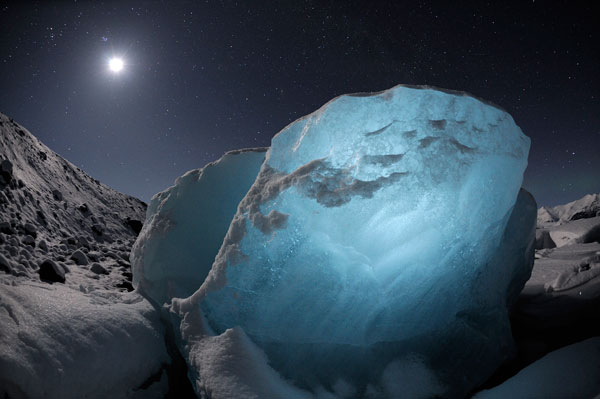 chasing ice, τεράστιο κομμάτι πάγου τη νύχτα, σκηνή από timelapse