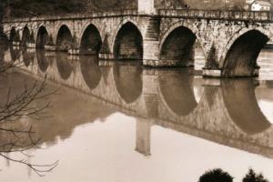 σέπια φωτογραφία, γεφύρι, ποτάμι